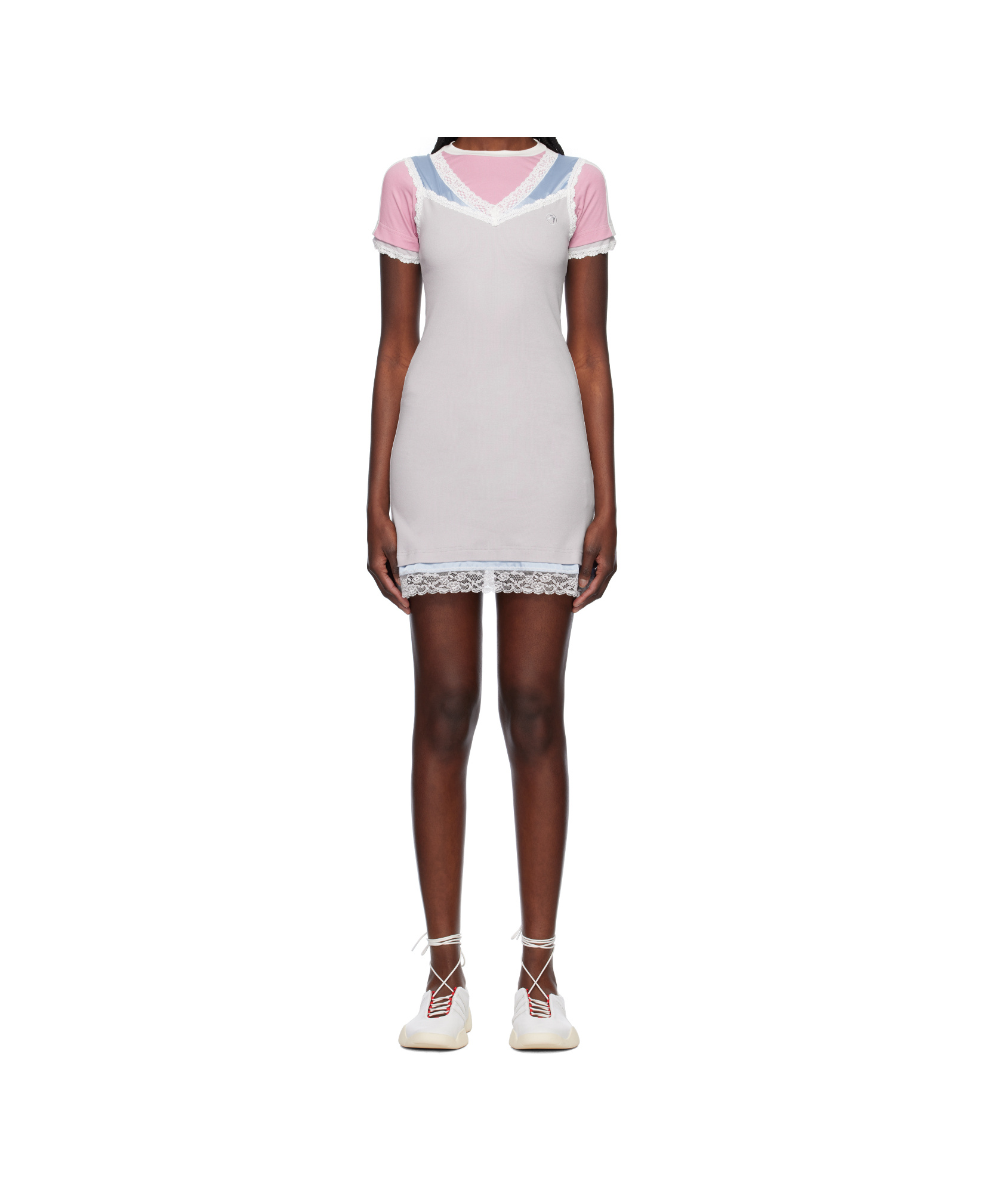 Ambush Gray Layered Minidress In Grey