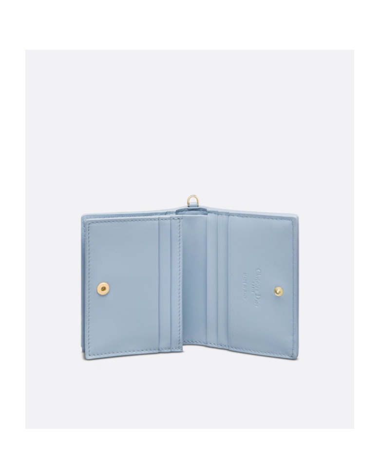 Shop Dior Gardenia Lady Mini Wallet In Blue