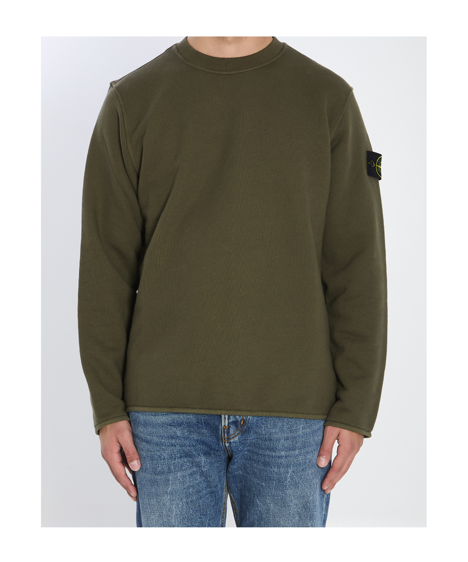 Stone Island Heavy Cotton Crewneck Sweatshirt In Green