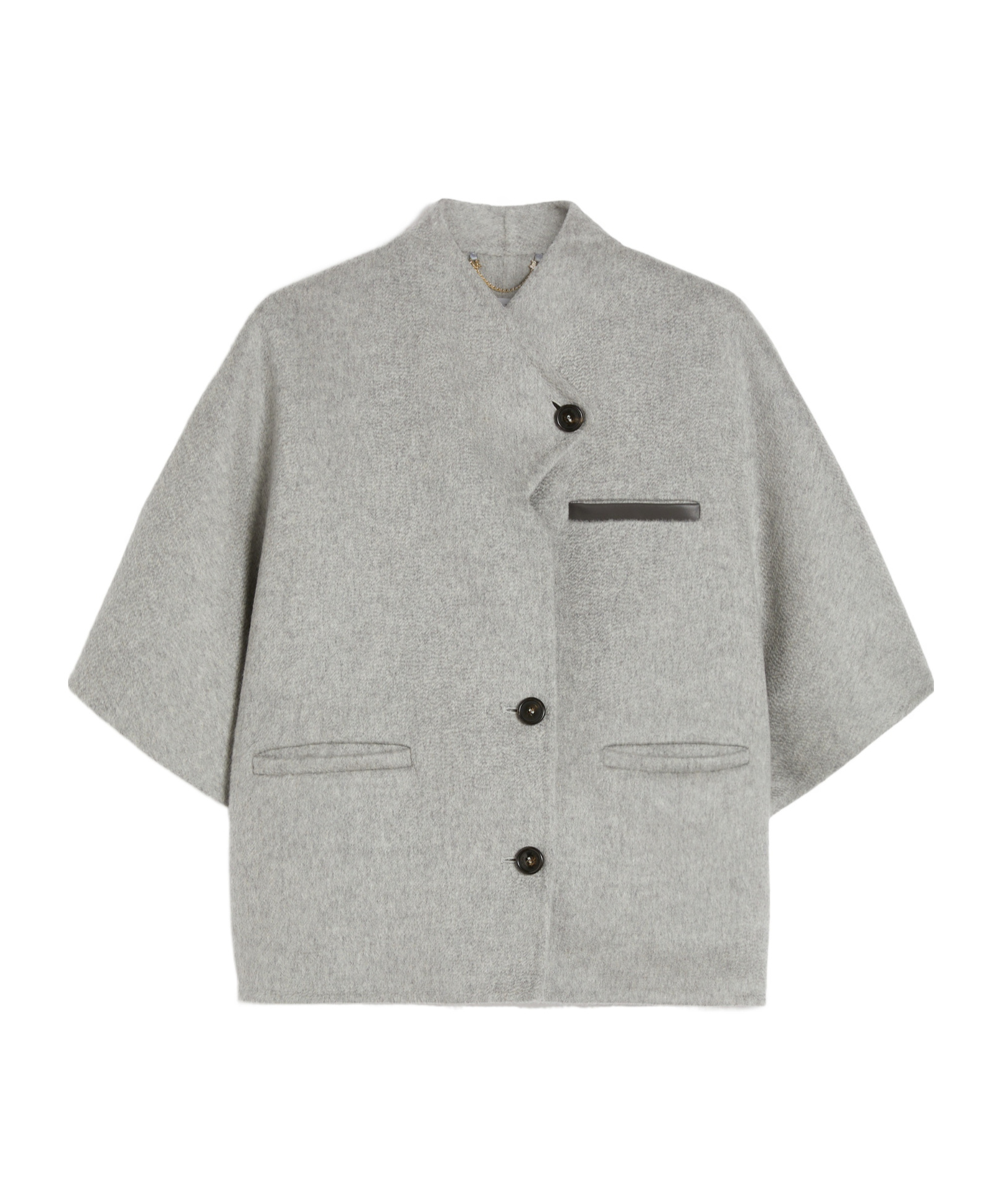 Max Mara Long Cropped Cape In Cashmere Drap In Gray