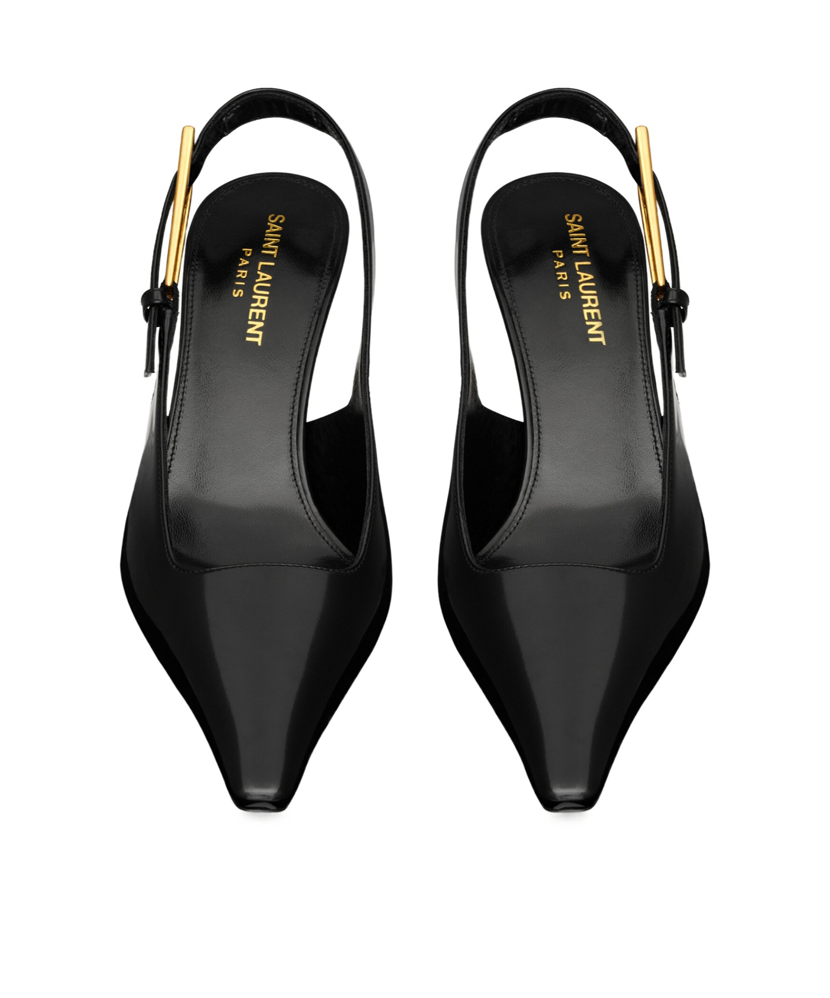 SAINT LAURENT LEE SLINGBACK PUMPS IN GLAZED LEATHER 