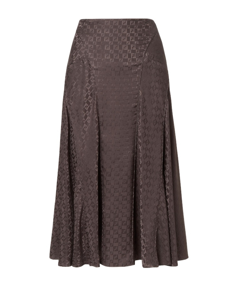 Fendi Ff Jacquard Skirt In Brown