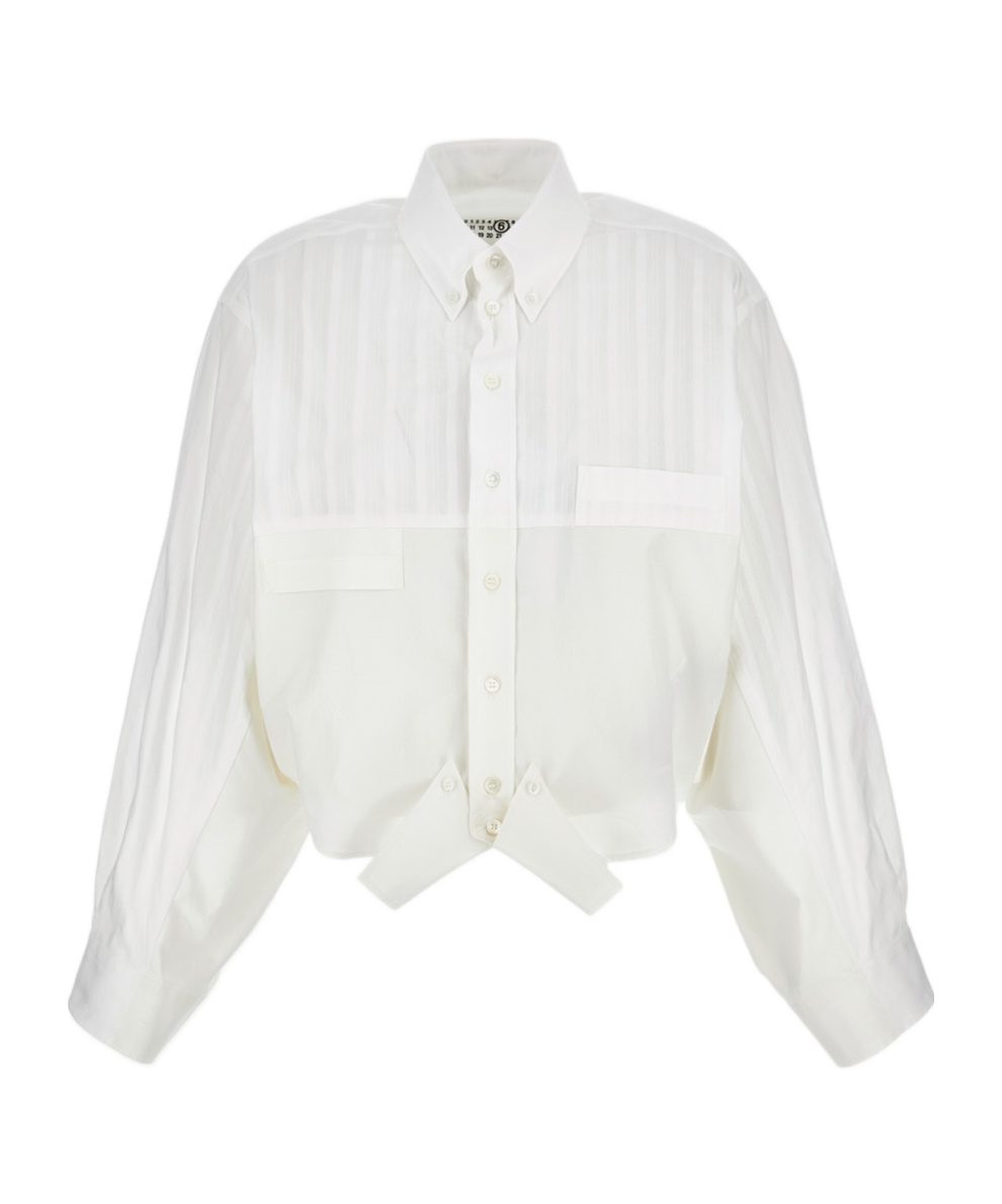 Mm6 Maison Margiela Pocket Long-sleeved Shirt In White