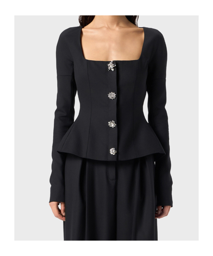 Blumarine Peplum Jacket In Black
