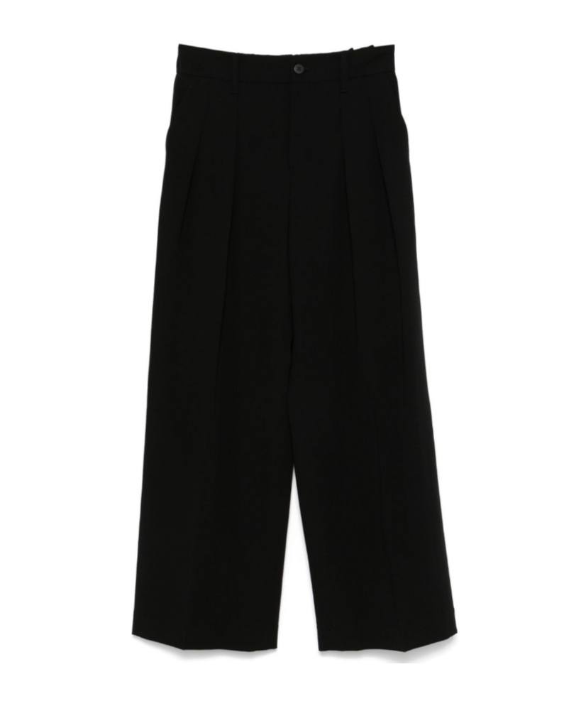Issey Miyake Wool Gabardine Trousers In Black