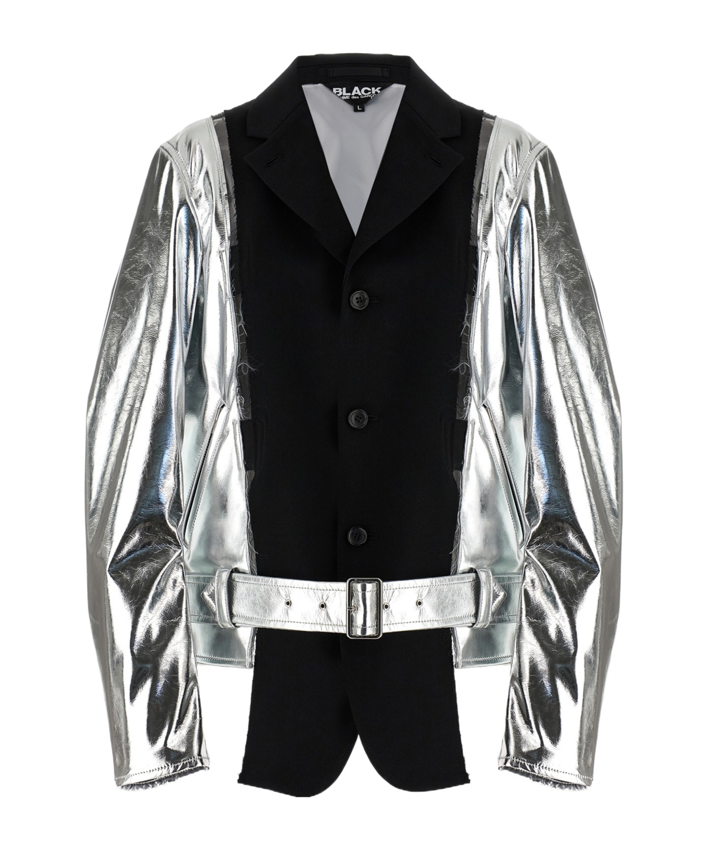 Comme Des Garçons Avant-garde Laminated Jacket With Wool Insert In Silver