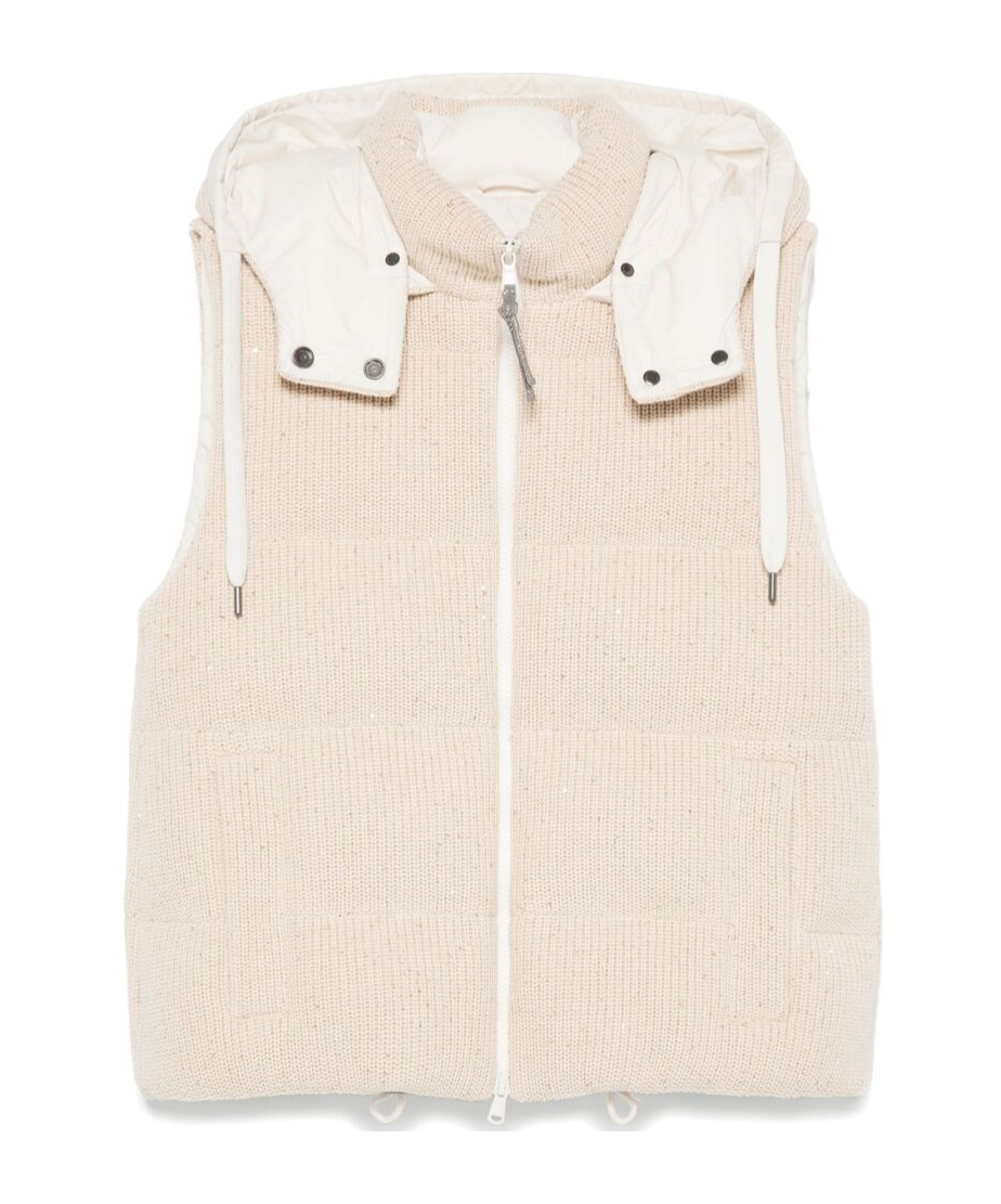 Shop Brunello Cucinelli Knitted Gilet In Nude