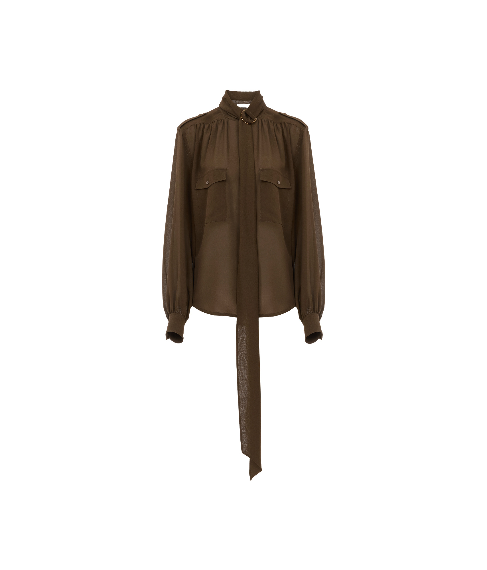 Chloé Silk Long-sleeved Shirt In Green
