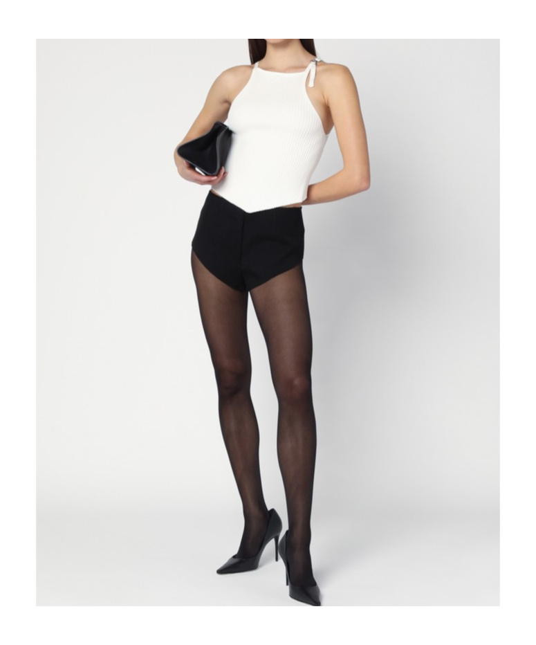 Courrèges White Ribbed Top With Pointed Hem
