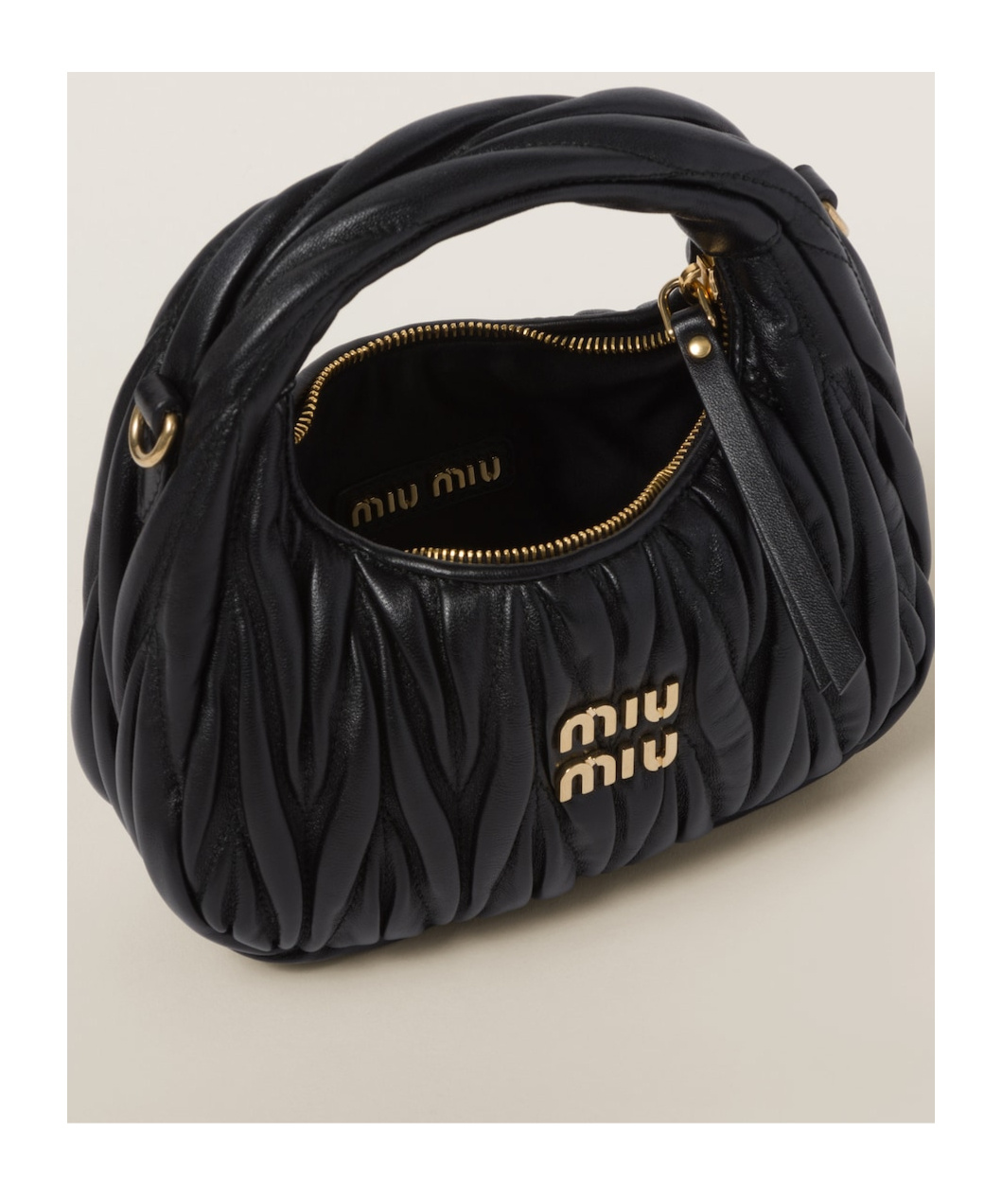 Shop Miu Miu Miu Wander Matelass� Mini Hobo Bag In Black