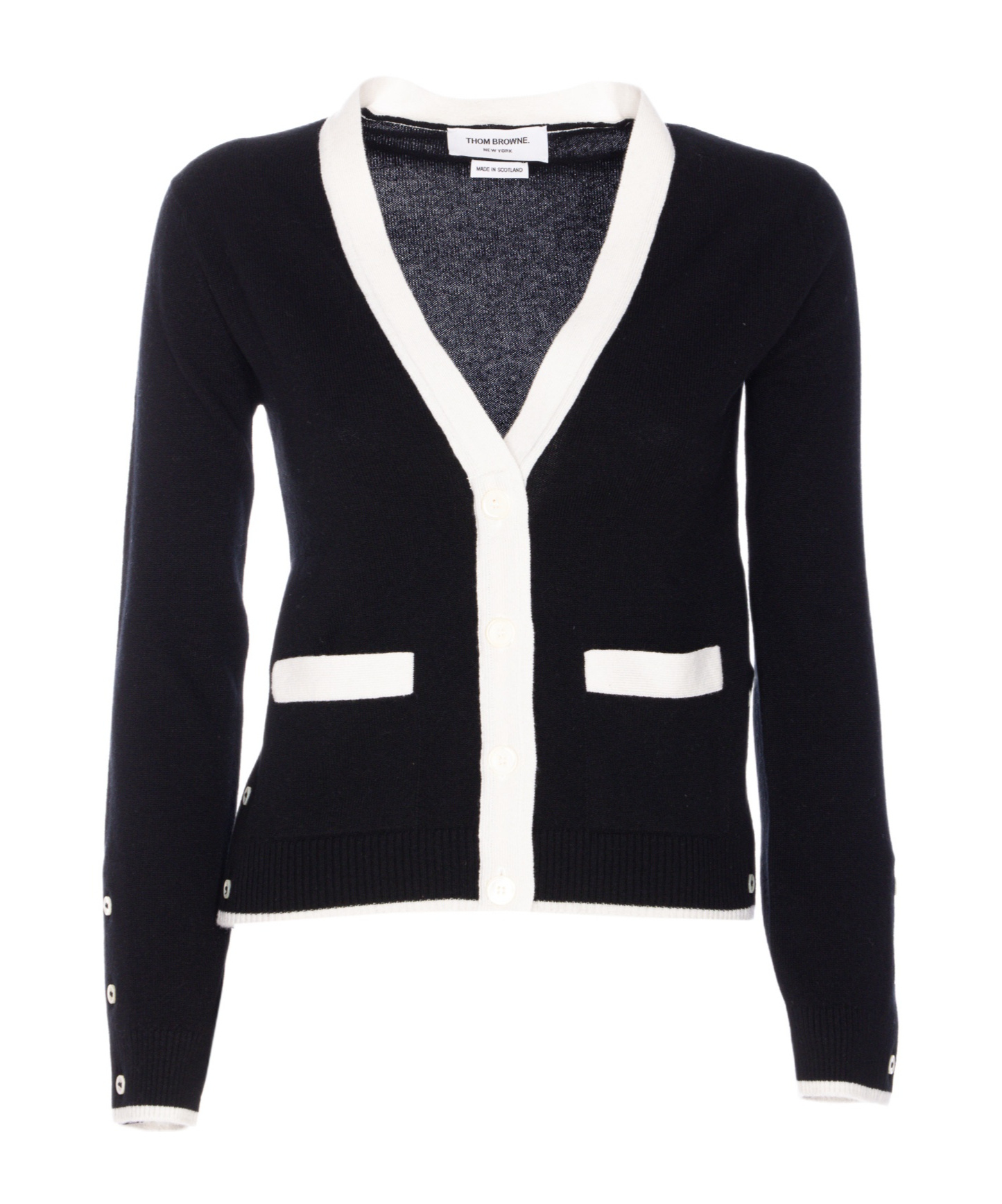 Thom Browne Side Buttoned Knit Cardigan In Black