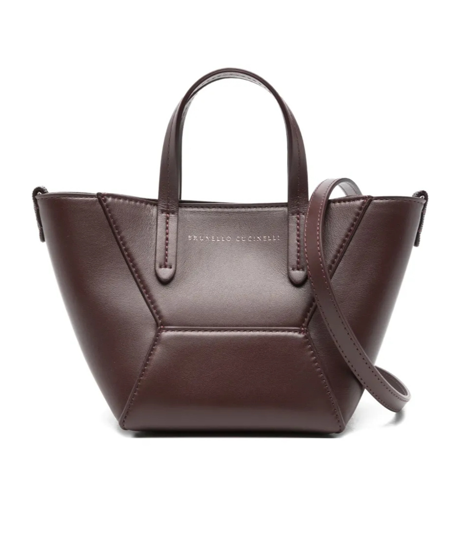 Brunello Cucinelli Top Handle Tote Bag In Burgundy
