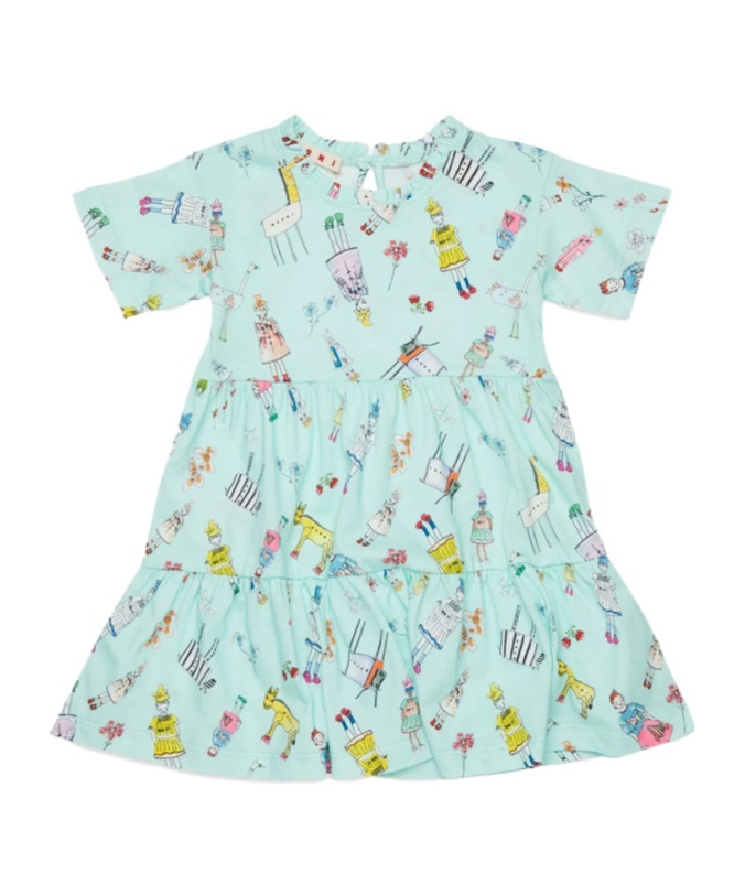 Marni Rainbow Day Allover Jersey Dress In Blue