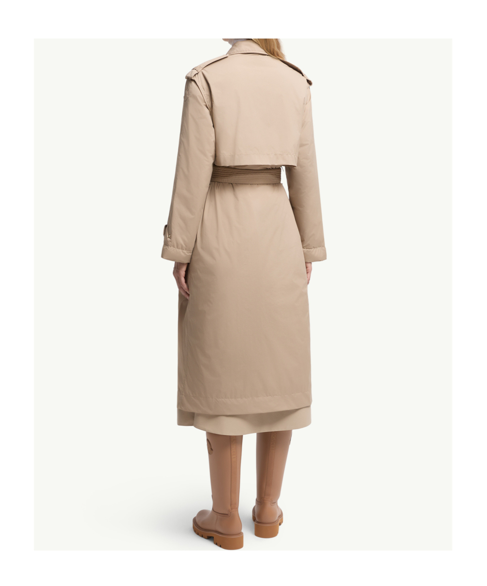 Moncler Yevre Down Trench Coat In Neutral