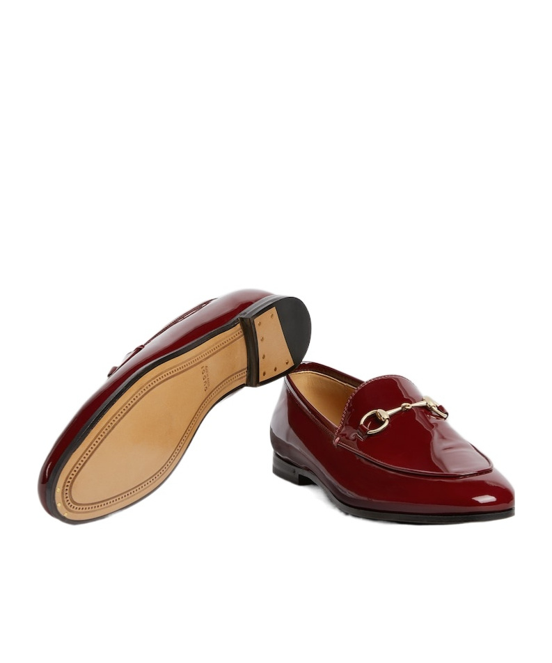 Gucci Jordan Bordeaux Loafers With Horsebit Detail In Patent Leather Woman In Brown