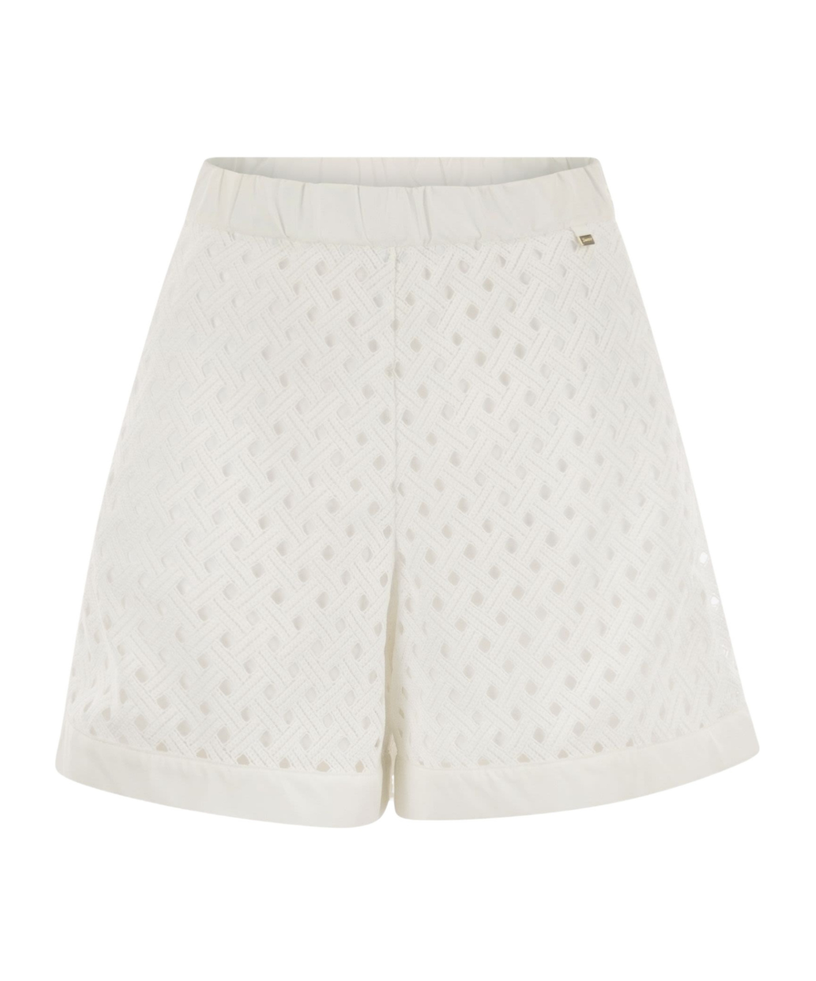 Herno Women Perforated Shorts With Geometric Shapes In White