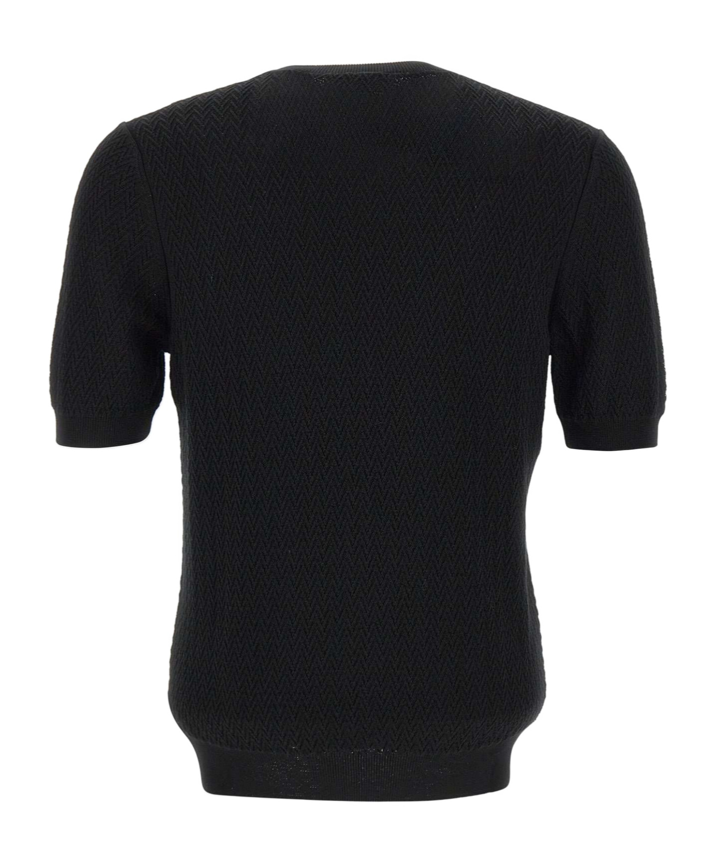 Gran Sasso Chevron-knit Short-sleeve Top In Black