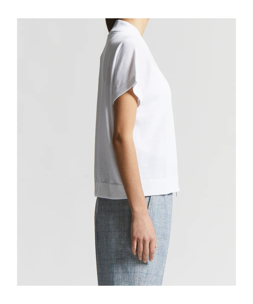 Peserico Short-sleeve Zip-up Knitwear Top In White
