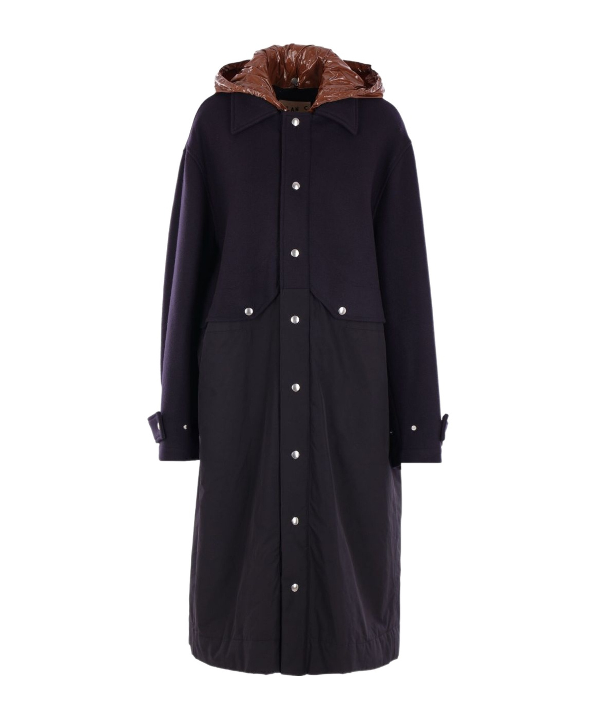 Plan C Hooded-buttoned Coat In Blue