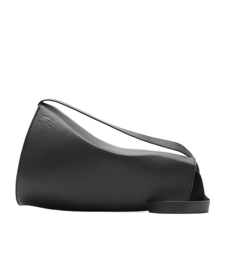 Burberry Horn Leather Shoulder Bag In Black
