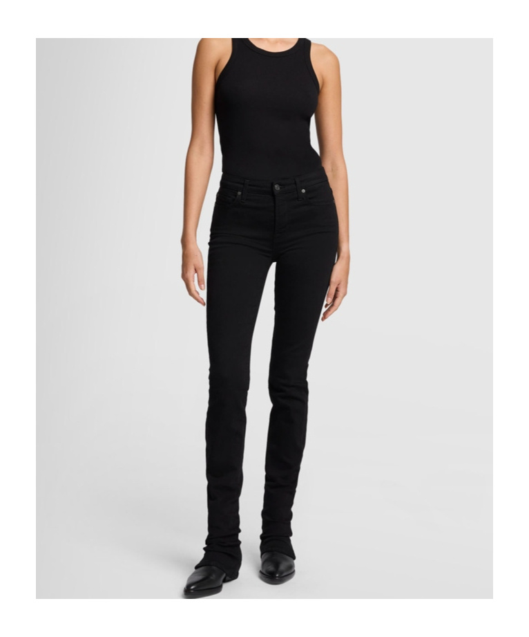 7 For All Mankind Mid-waist Skinny Jeans In Black