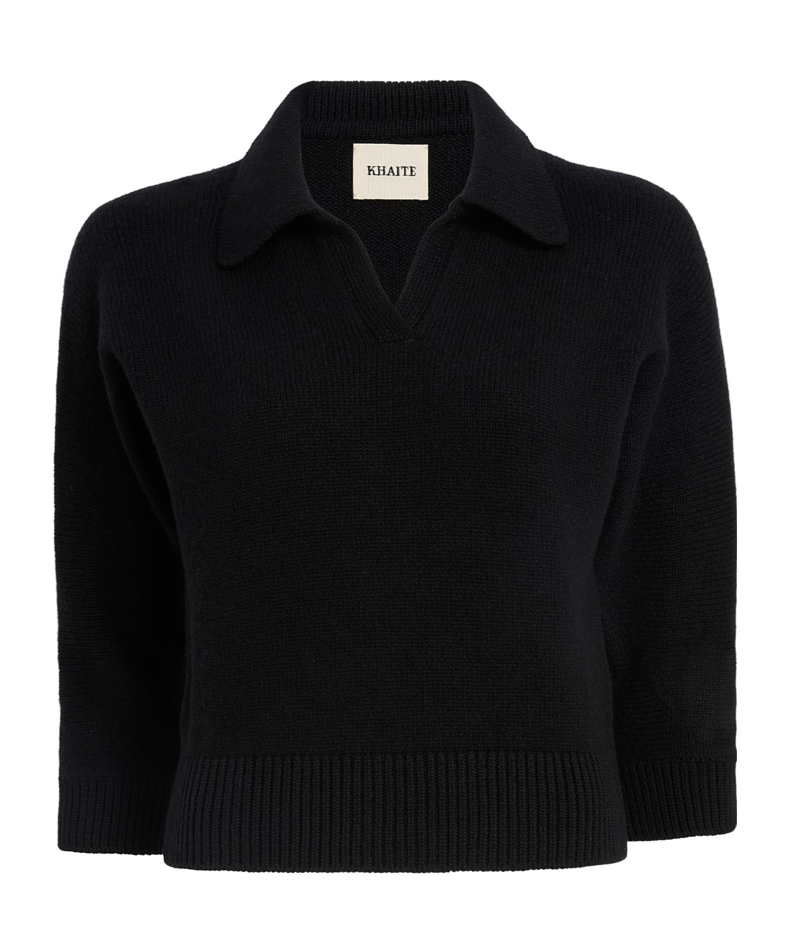 Khaite Black Cashmere Herve Polo Shirt In Black