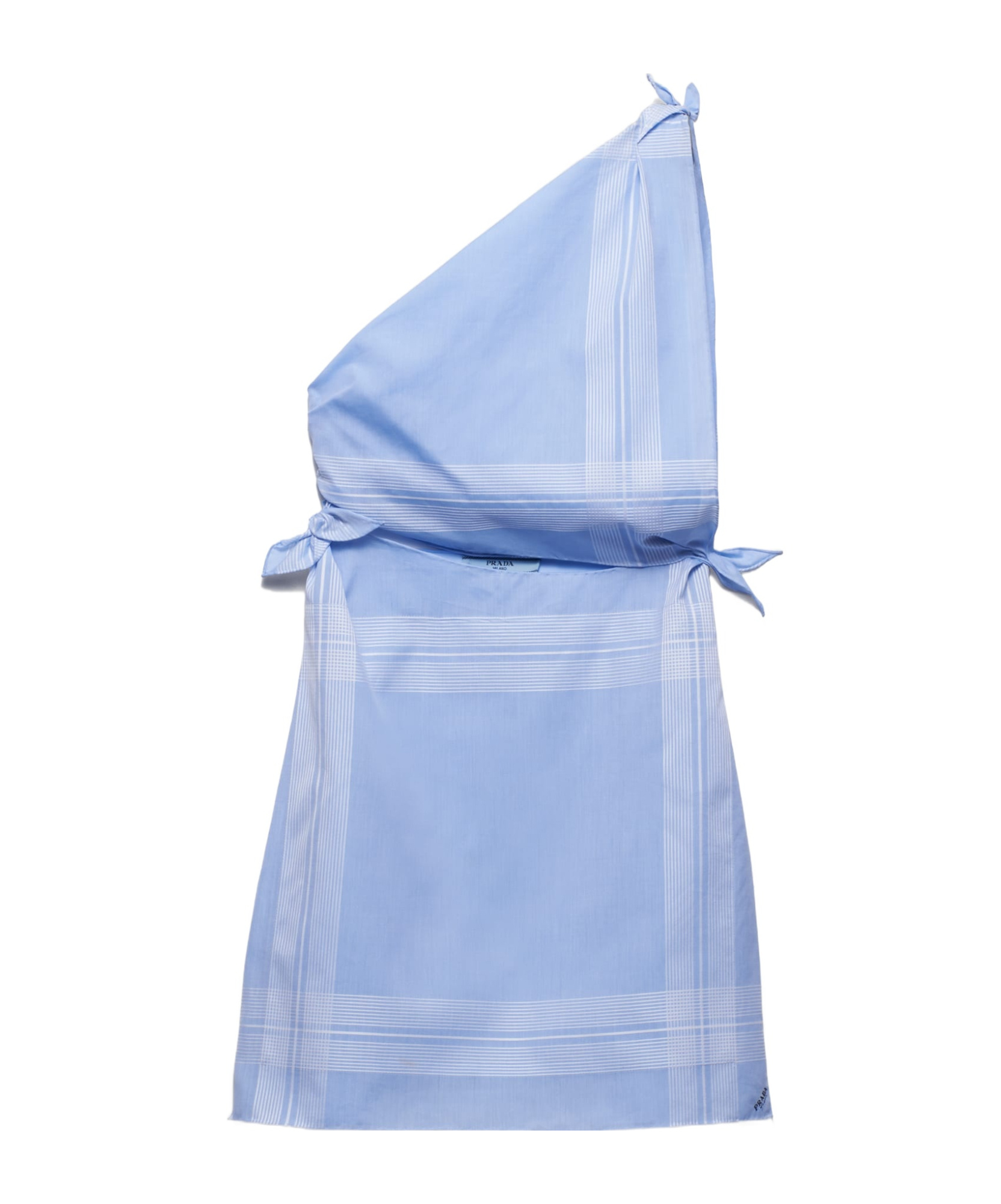 Prada Checked Cotton Minidress In Sapphire Blue