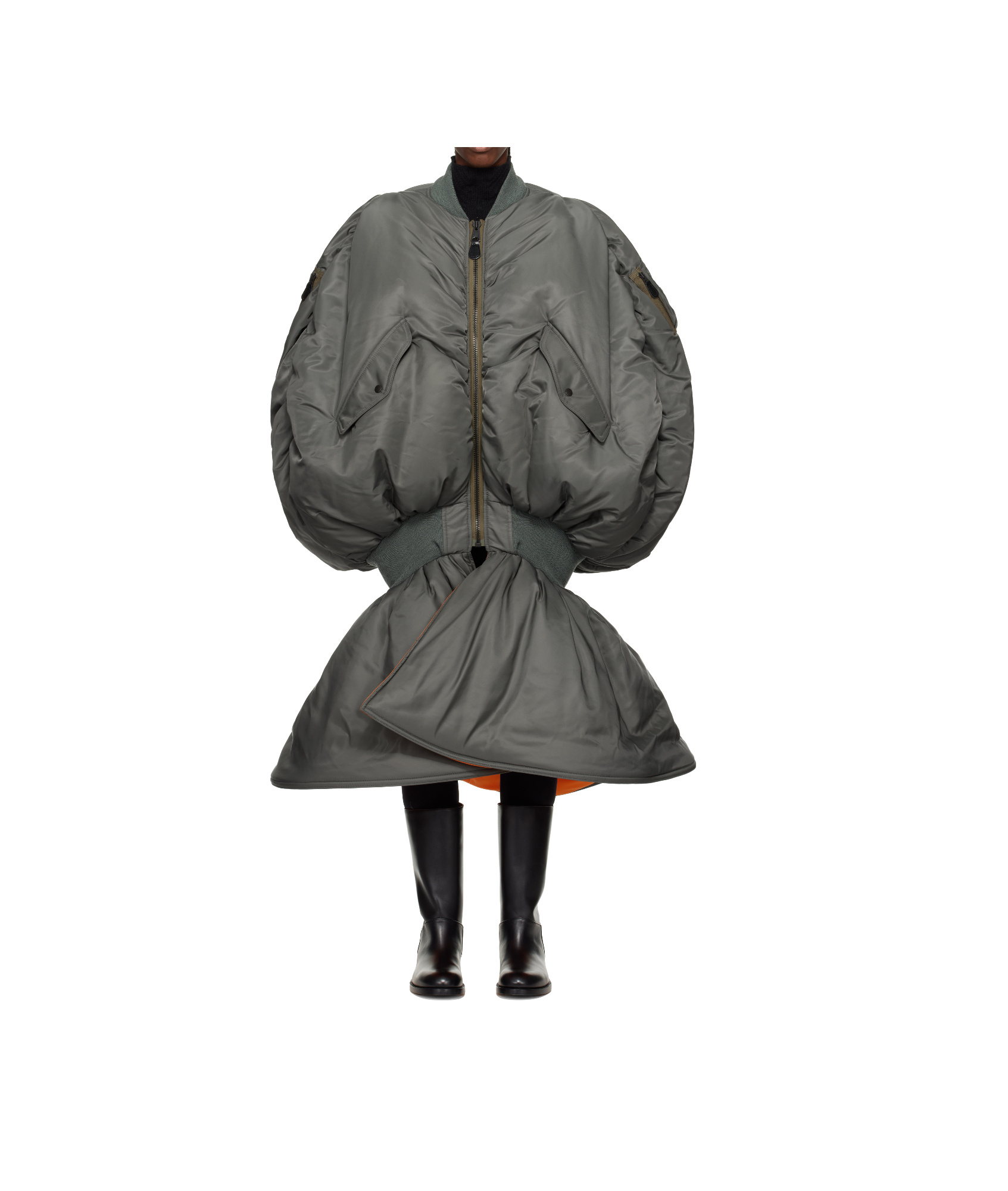 Junya Watanabe Khaki Bomber Maxi Dress In Green