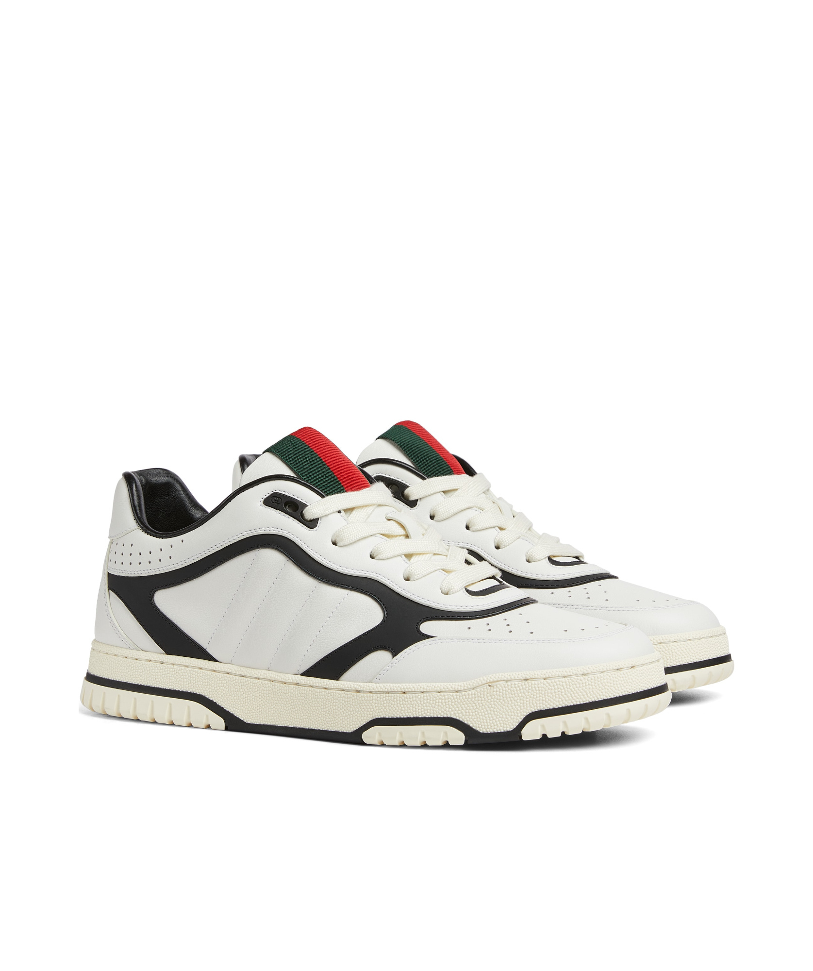 Gucci Men Re-web Leather Sneakers In White