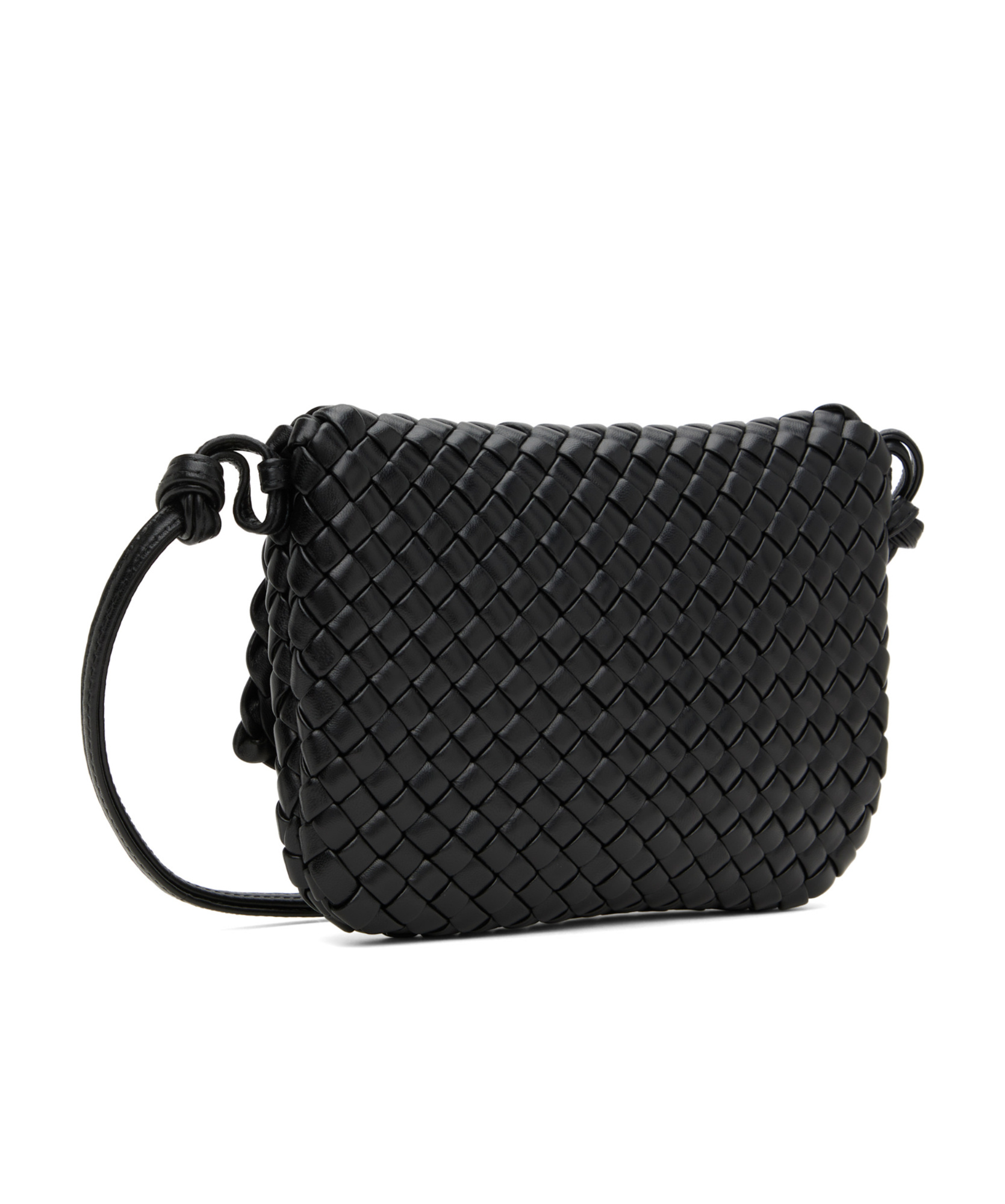 Bottega Veneta Black Cobble Messenger Bag In Black