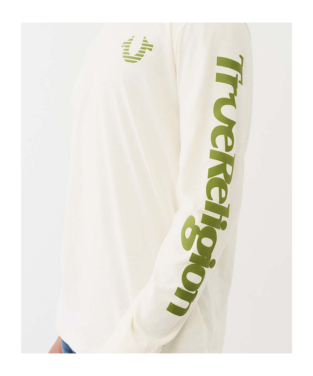 True Religion True Flag Long Sleeve Tee In White