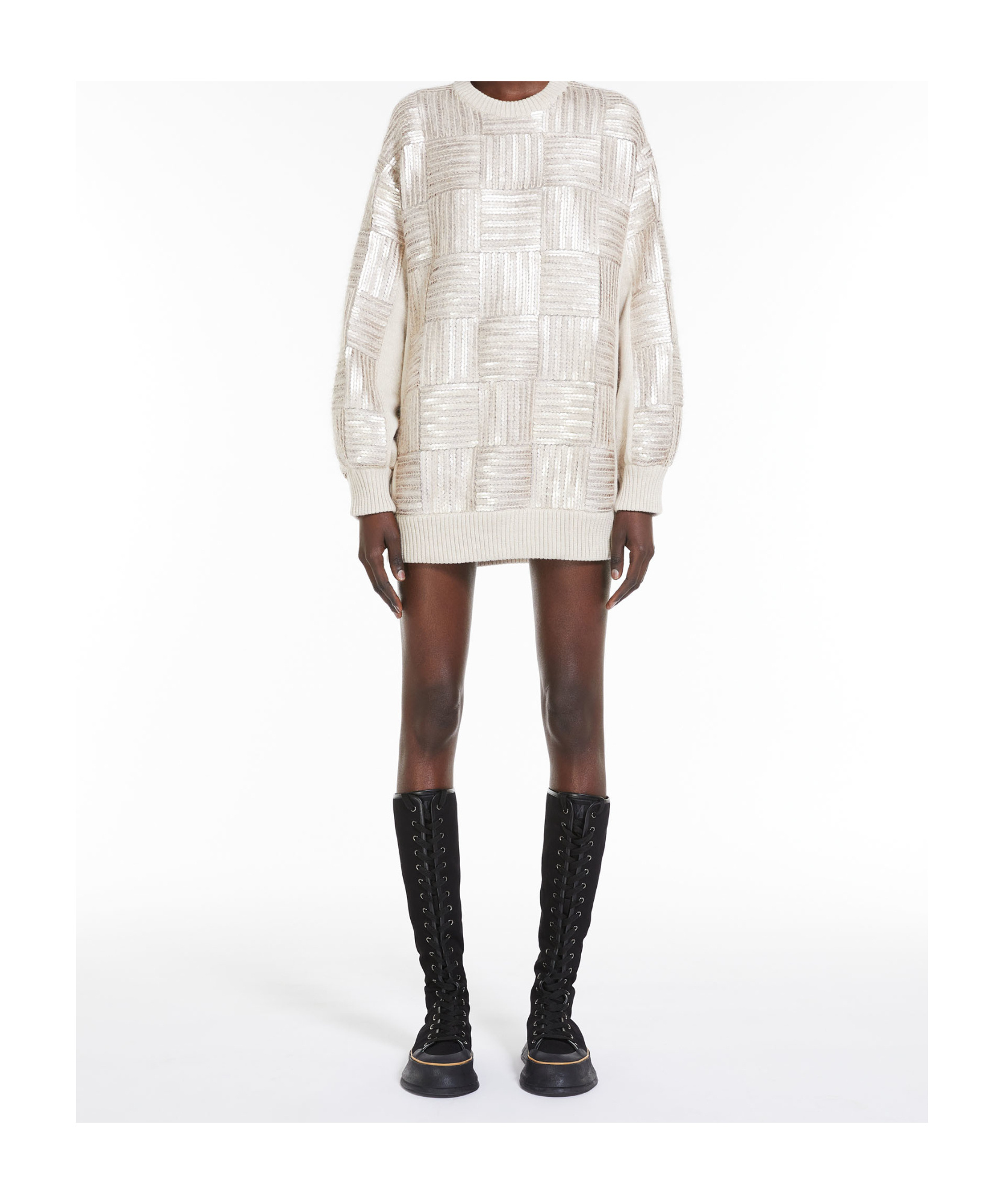 MAX MARA WOOL SEQUINED MINI DRESS