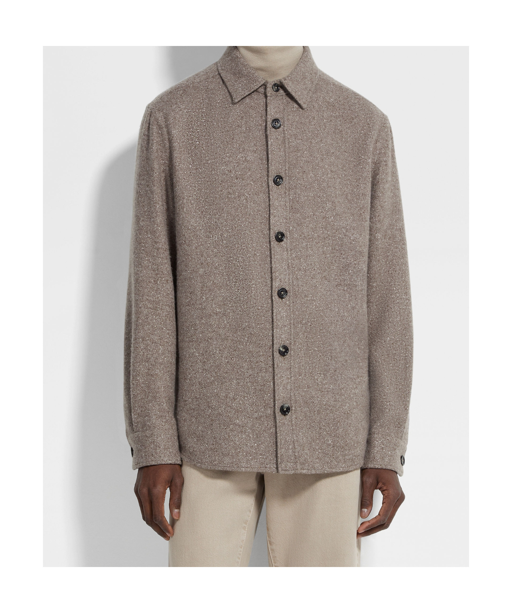 Zegna Cashmere And Silk Overshirt In Brown