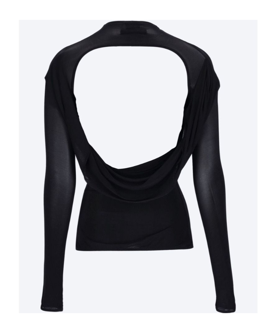 Jean Paul Gaultier Light Jersey Backless Top With Covered Cup Detail In Black