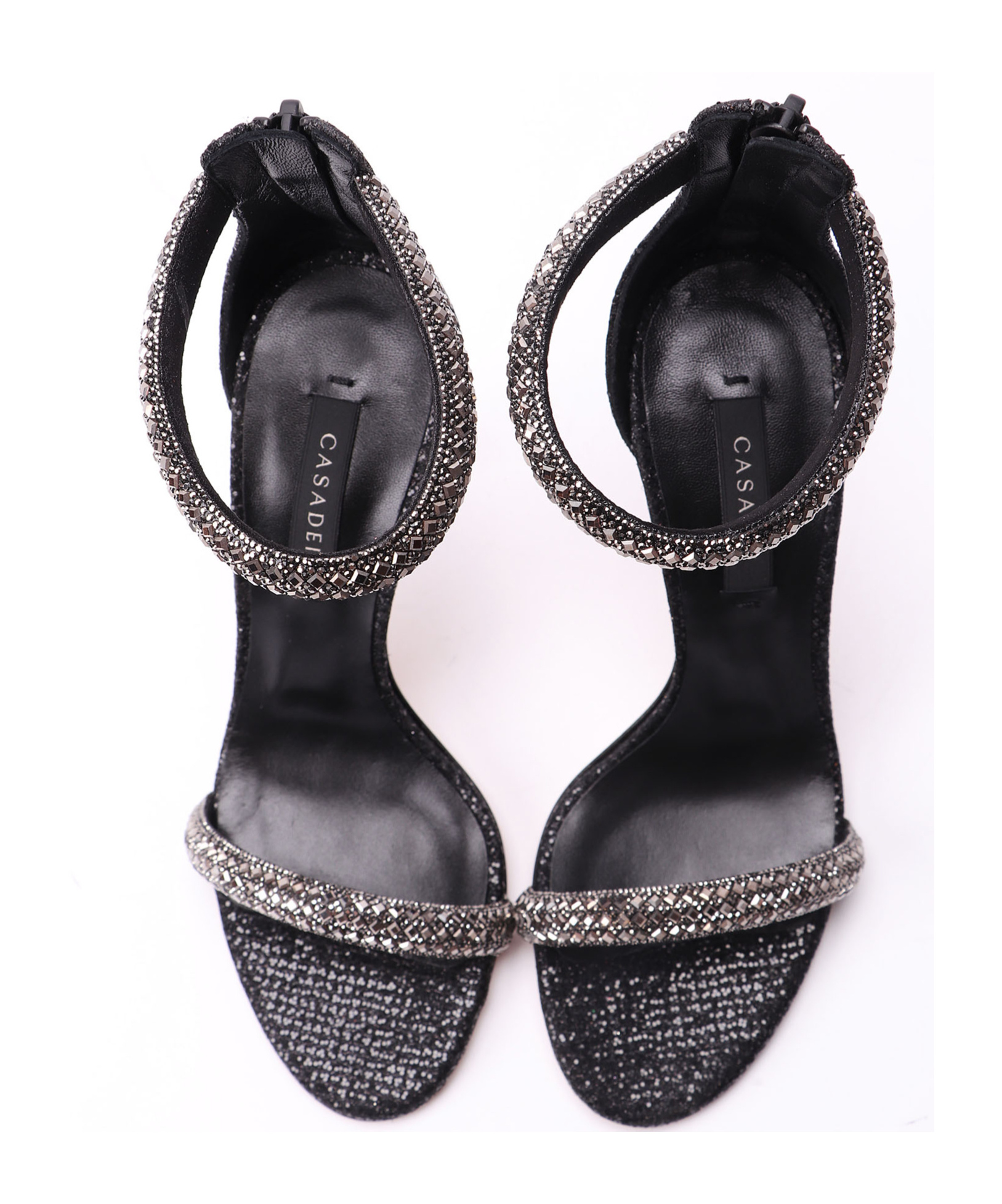 Casadei Scarlet 110mm Glitter Leather Sandals In Black