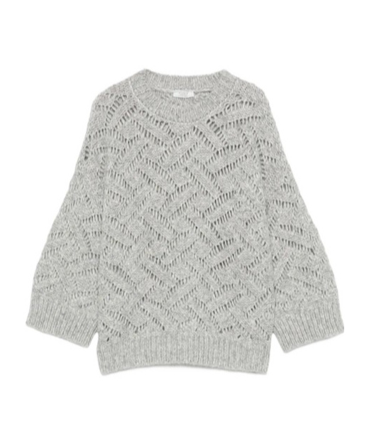 Peserico Chevron-pattern Crew-neck Sweater In Gray