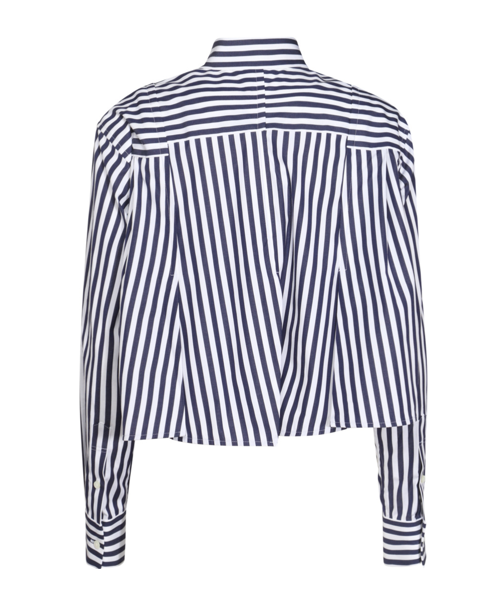 Sacai Striped Classic-collar Shirt In White