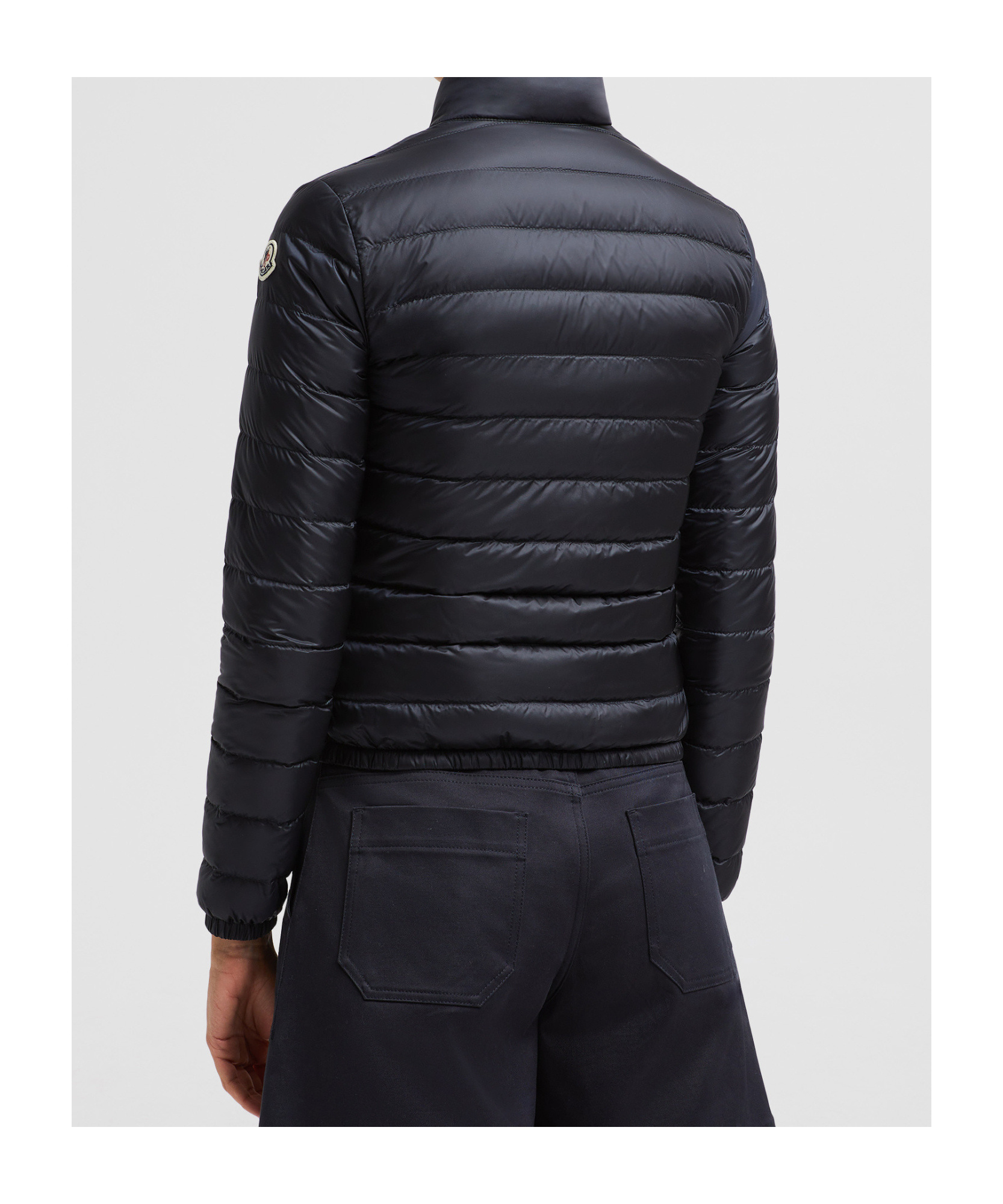 Moncler Long-sleeved Short Down Jacket In Blue