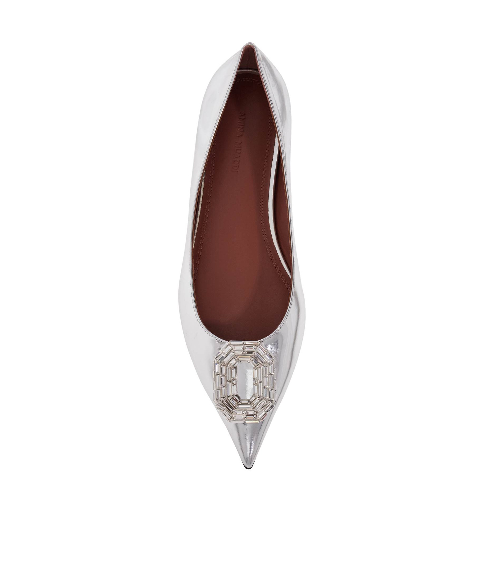 Shop Amina Muaddi Pointed Ballet Shoes In White