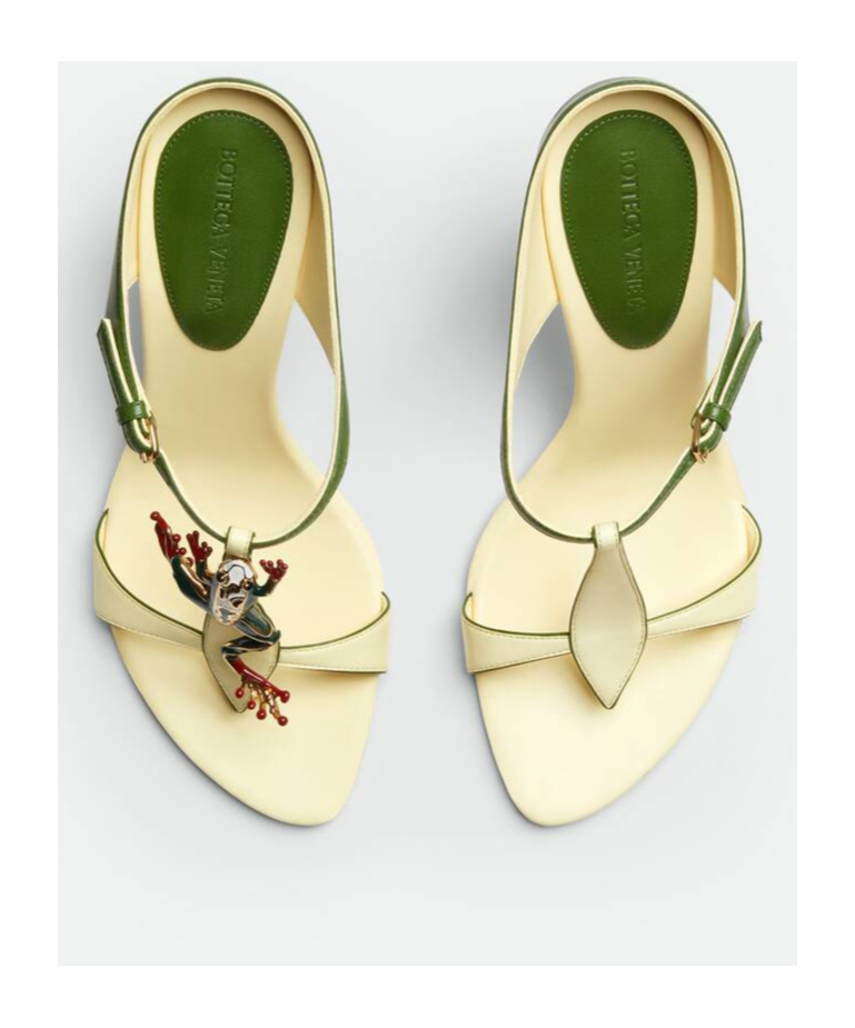 Bottega Veneta Mismatched Frog Strappy Sandal In Green
