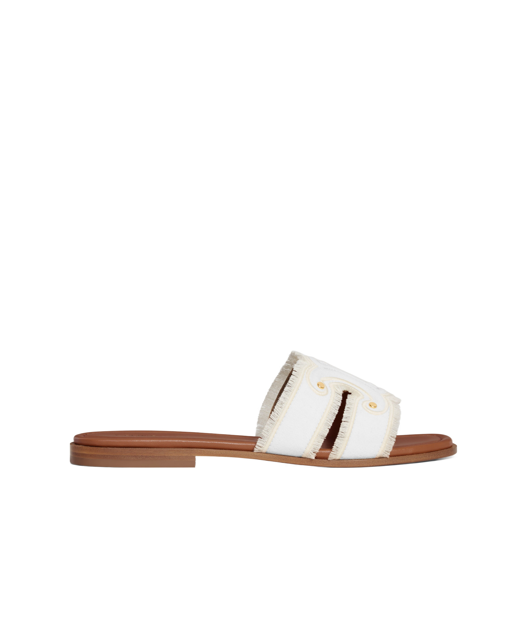 Celine Marina Mule In Fringed Canvas