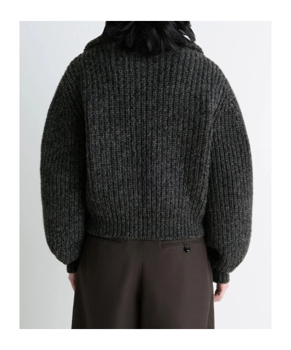 Lemaire Long-sleeved Knitted Cardigan In Black