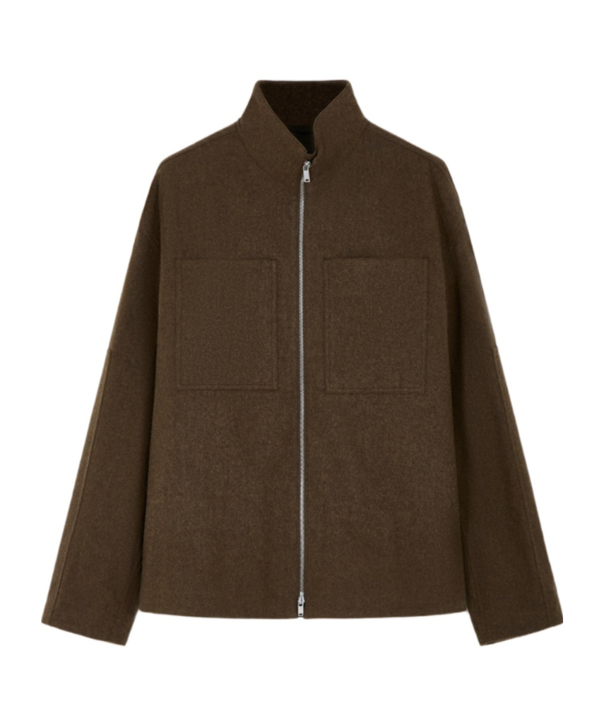 Jil Sander High Collar Casual Jacket In Green