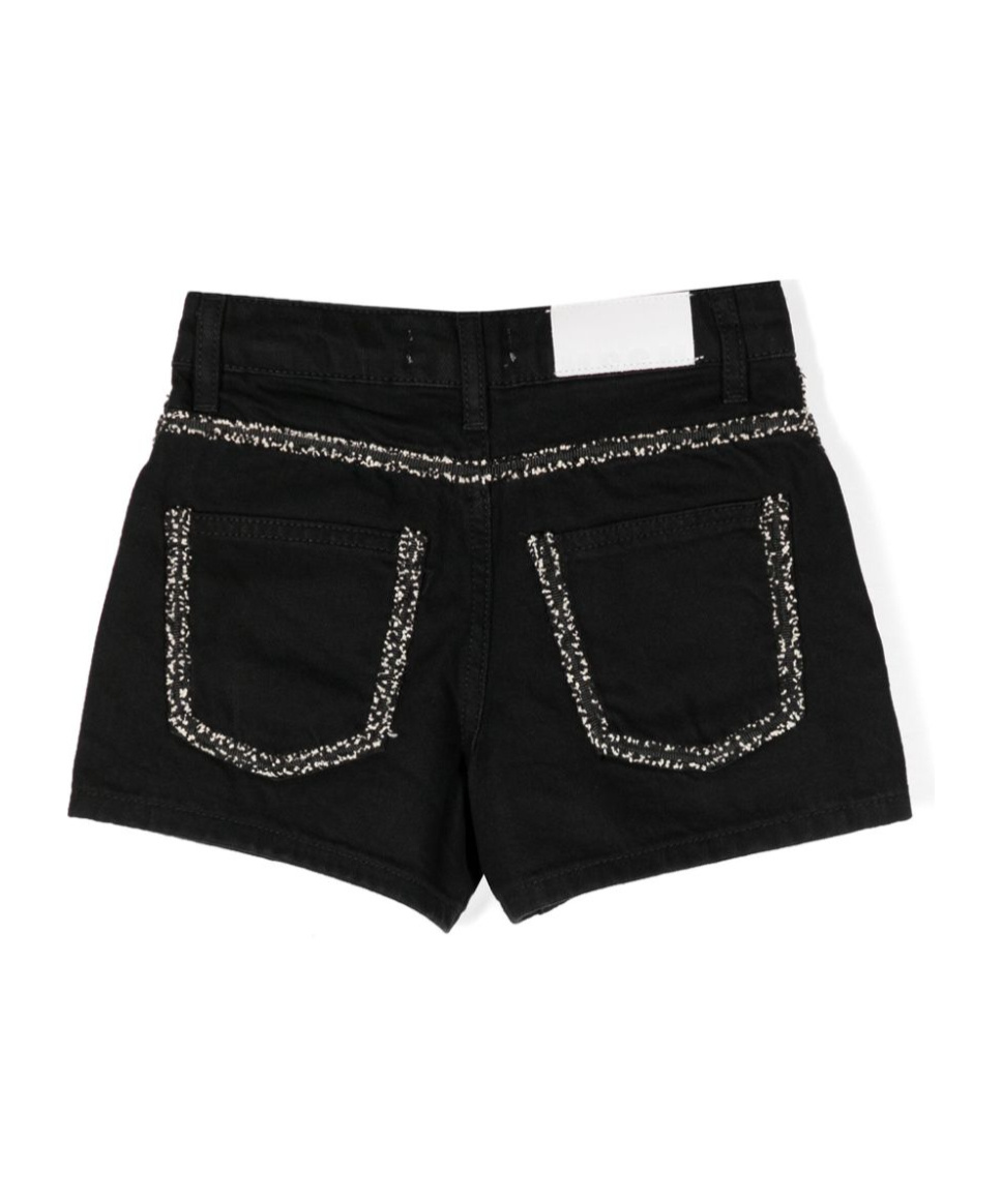 Msgm Contrasting-trim Denim Shorts In Black