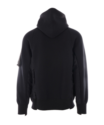 Sacai Men's Hybrid Zippered Hoodie In Black