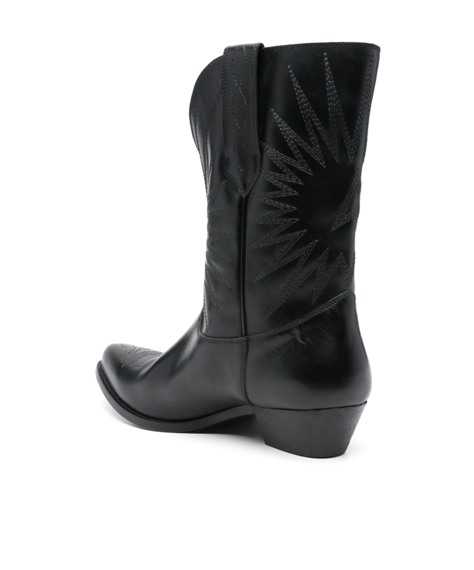 Golden Goose Wish Star Pointed Toe Western Boot In Black