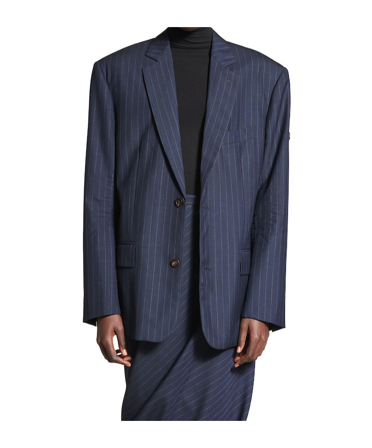 Balenciaga Regular Single Breasted Jacket In Navy Blue
