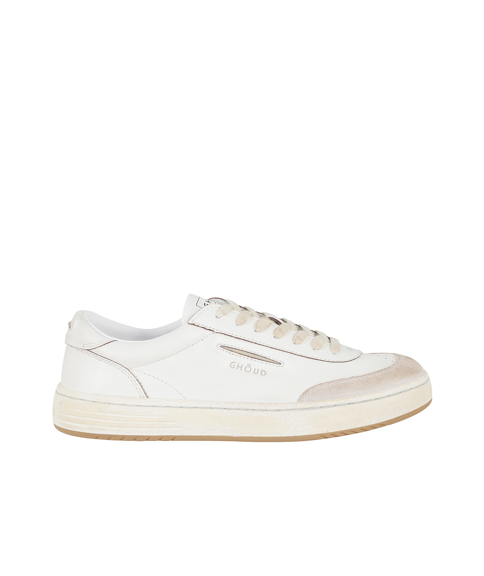 Ghoud Lido Low Sneakers In White Leather And Suede In White