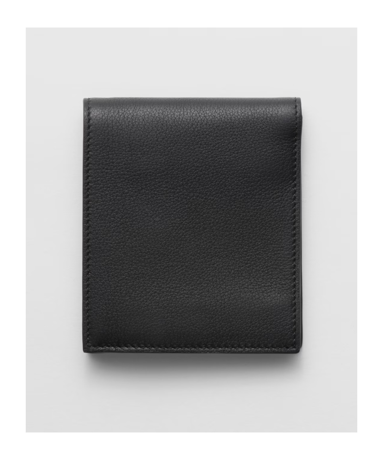 Prada Logo-stamp Bi-fold Leather Wallet In Black