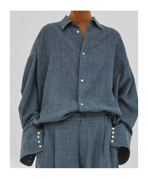 Darkpark Draped Wool Shirt With Textured Fabric In Gray